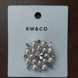 RW&CO. Pearl and Crystal Brooch - Gold and Silver